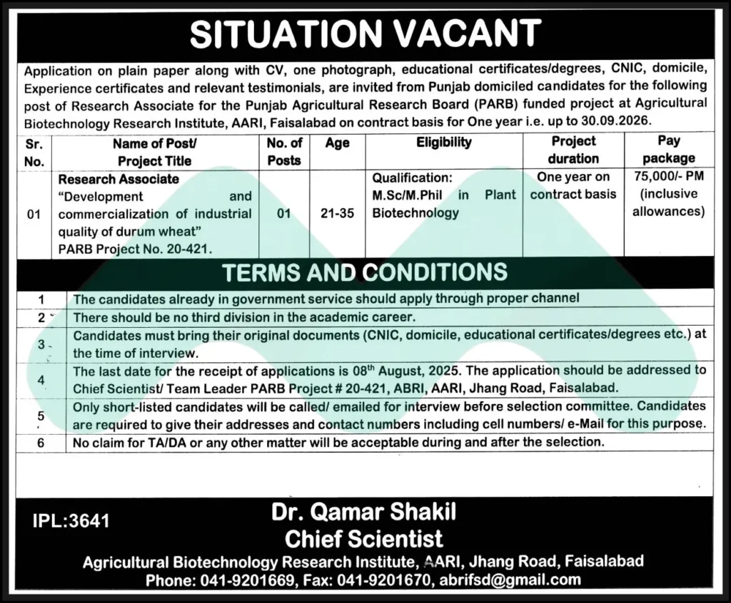 Latest PARB Project Jobs 2025