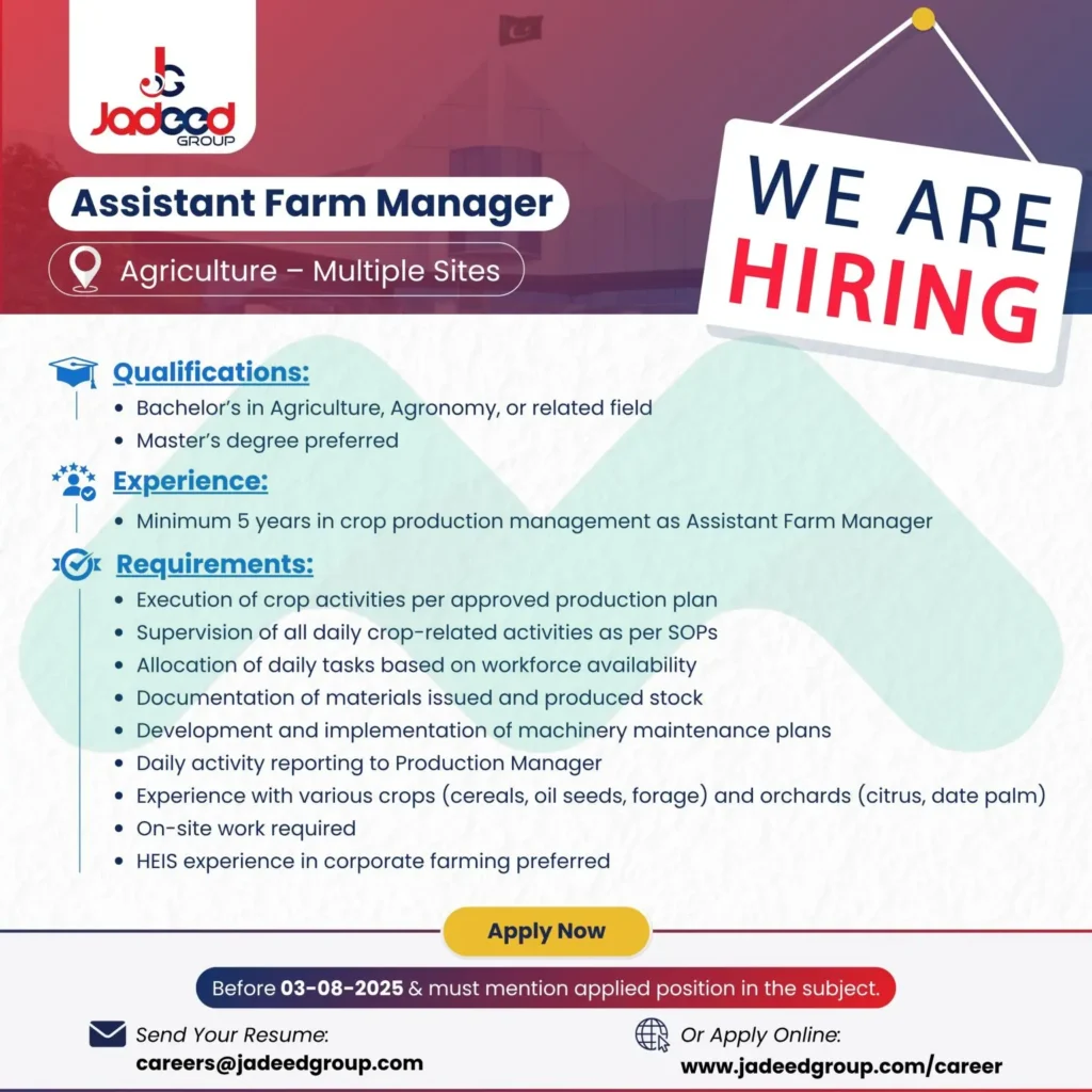 New Assistant Farm Manager Agriculture Jobs 2025
