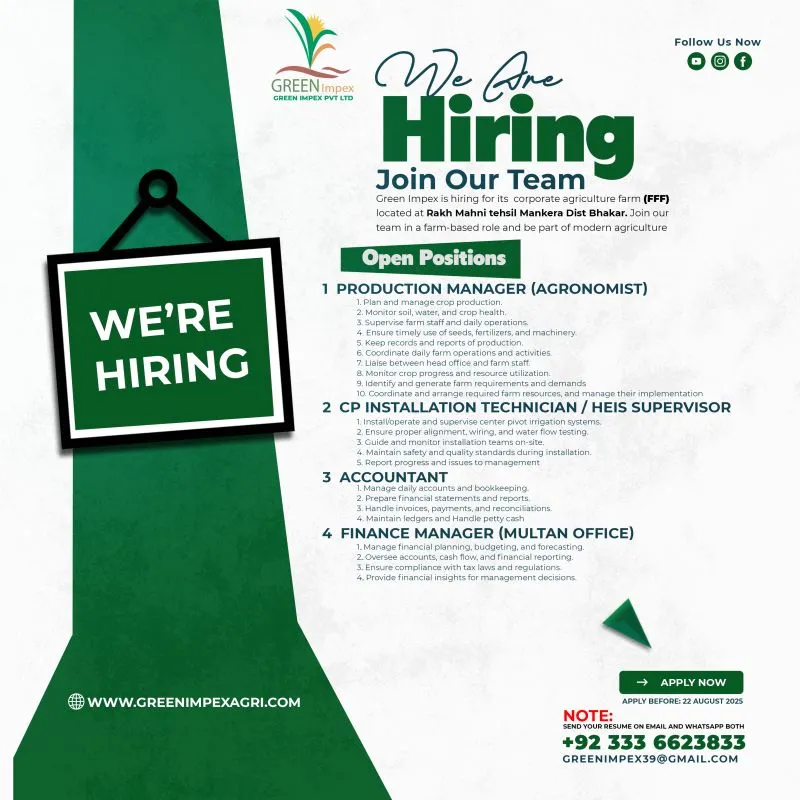 Production Manager Agronomist Job at Green Impex 2025