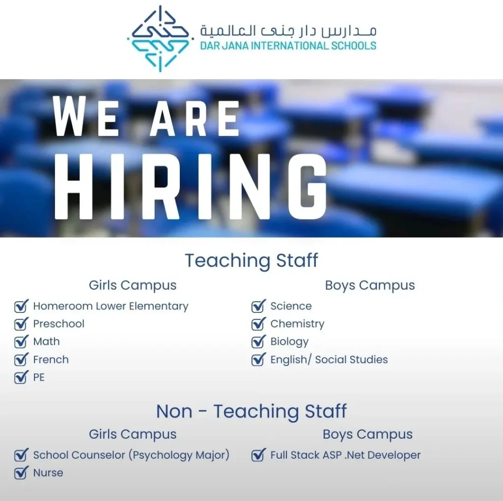 Teacher Jobs 2025 at Dar Jana International Schools