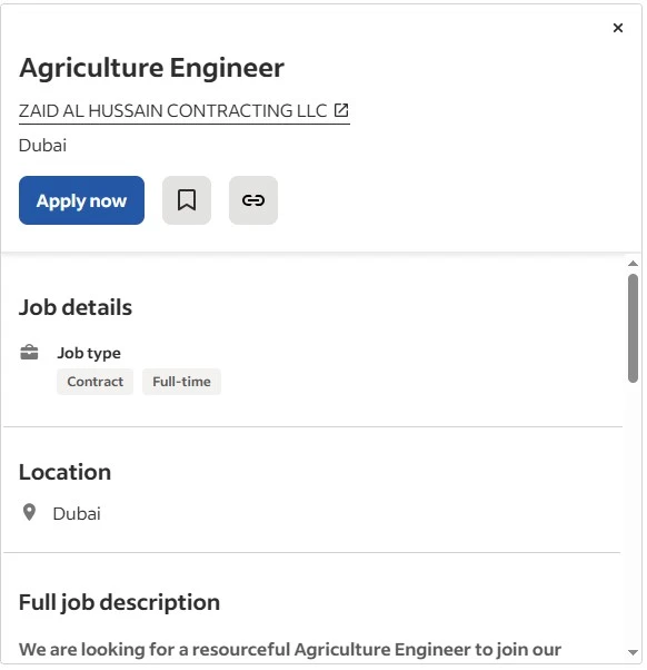 Today Agriculture Engineer Job in Dubai 2025