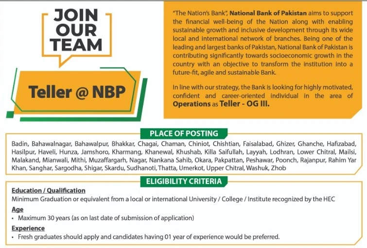 Teller OG-III Jobs at NBP 2025