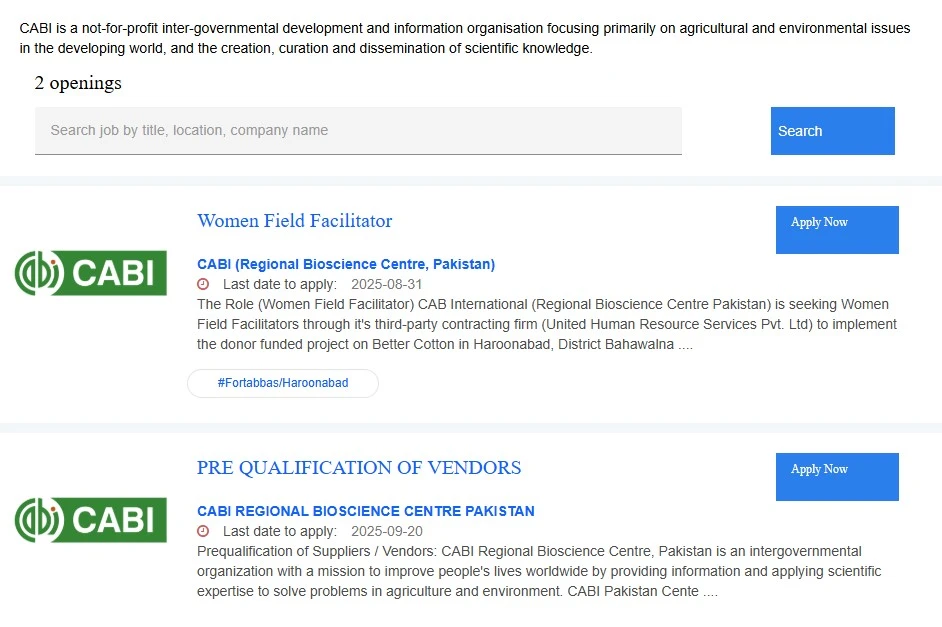 Women Field Facilitator at CABI Pakistan 2025
