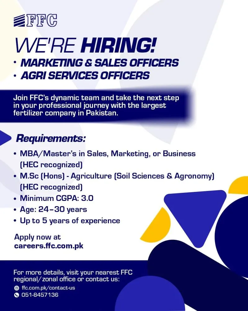 Agri Services Officers Jobs at FFC 2025
