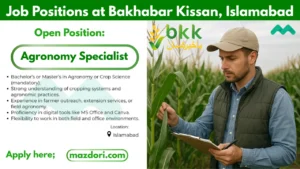 Agronomy Specialist Job 2025 at Bakhabar Kissan
