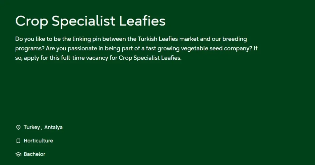 Crop Specialist Jobs 2025 at Rijk Zwaan