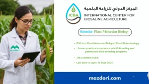 Scientist Plant Molecular Biology at ICBA Dubai 2025