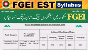 Written Test Syllabus for EST FGEI Jobs 2025