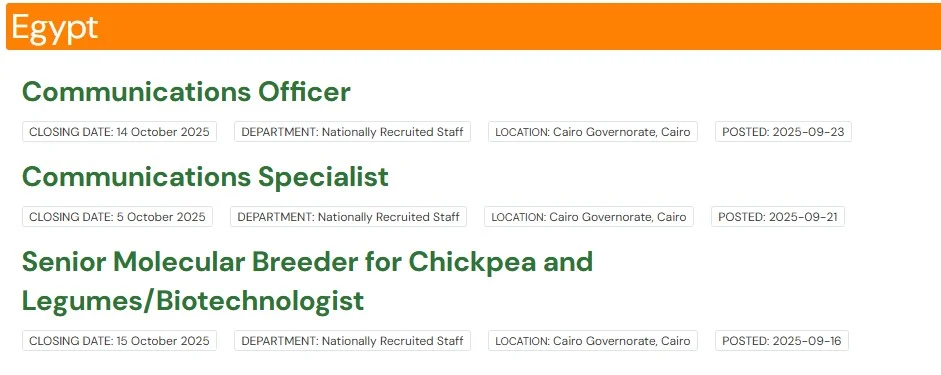 Senior Molecular Breeder Position at ICARDA 2025