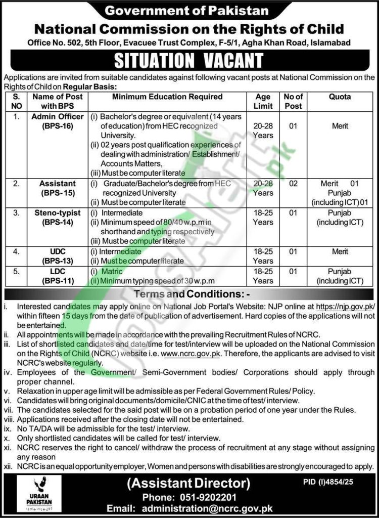 National Commission on the Rights of Child Jobs