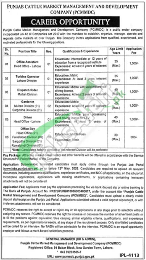 Cattle Market Management and Development Company Jobs